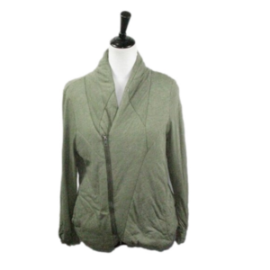 Anthropologie Olive Green Cozy Puffy Zip Front Sweatshirt Size Large